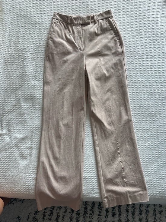Reiss Pants - Reiss High-Rise Wide-Leg Women's Pants in Light Taupe